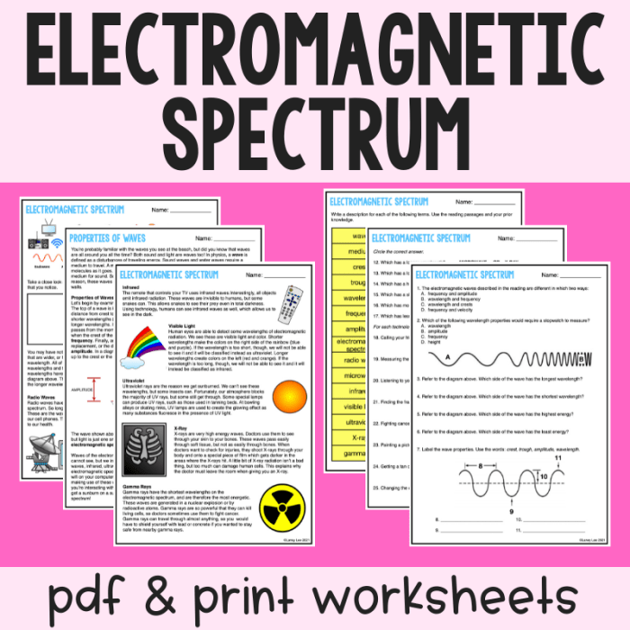 The electromagnetic spectrum worksheet answer key